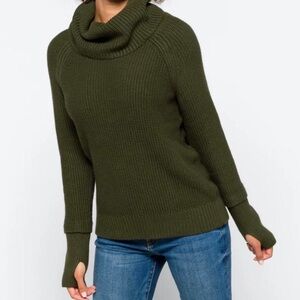 MARKET & SPRUCE Olive Green Cowl Neck Sweater